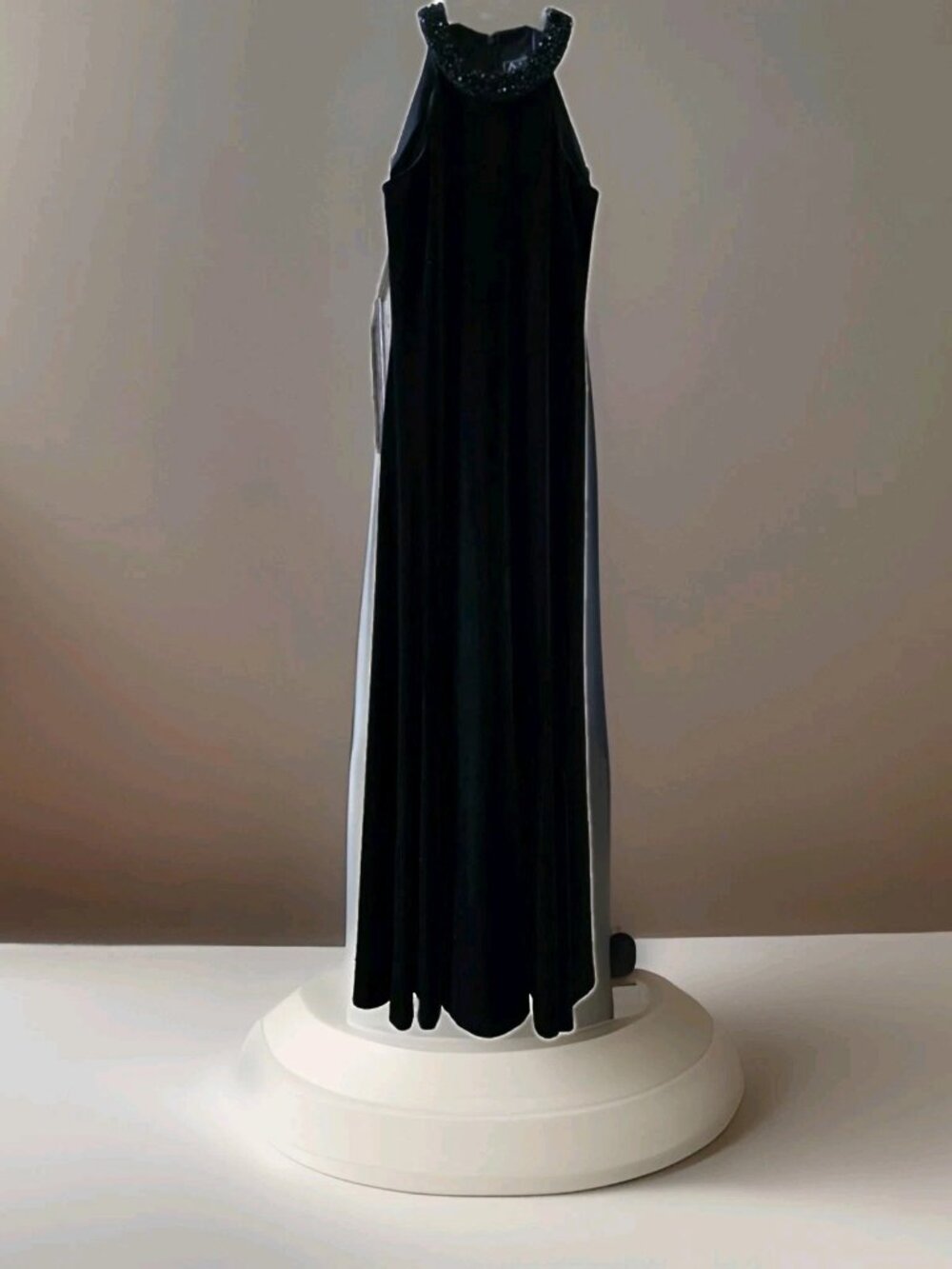 Alex Evenings Black Velvet Beaded Halter Dress 6